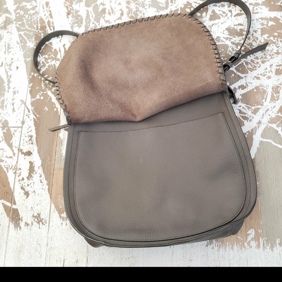 All Saints Mori Hobo Bag in Grey/Brown Leather - Picture 3 of 12